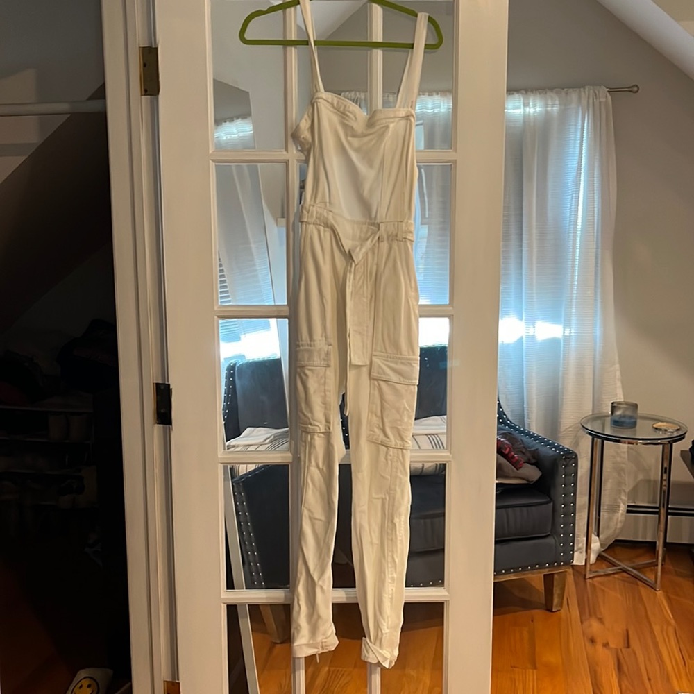 Free people white overall jump suit